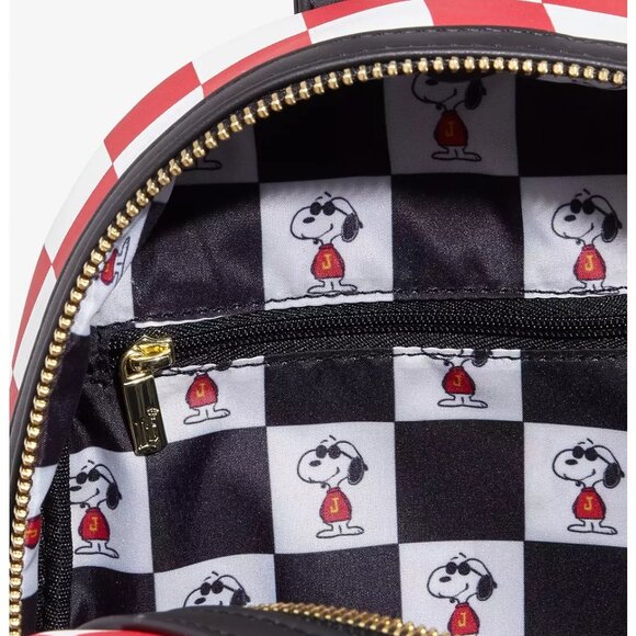 Peanuts Snoopy Joe Cool Loungefly Red Checkered Mini Backpack NWT main image 6